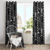 Papua New Guinea Heritage Motif Window Curtain Black Version LT05 - Polynesian Pride