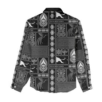 Papua New Guinea Heritage Motif Women Casual Shirt Black Version LT05 - Polynesian Pride