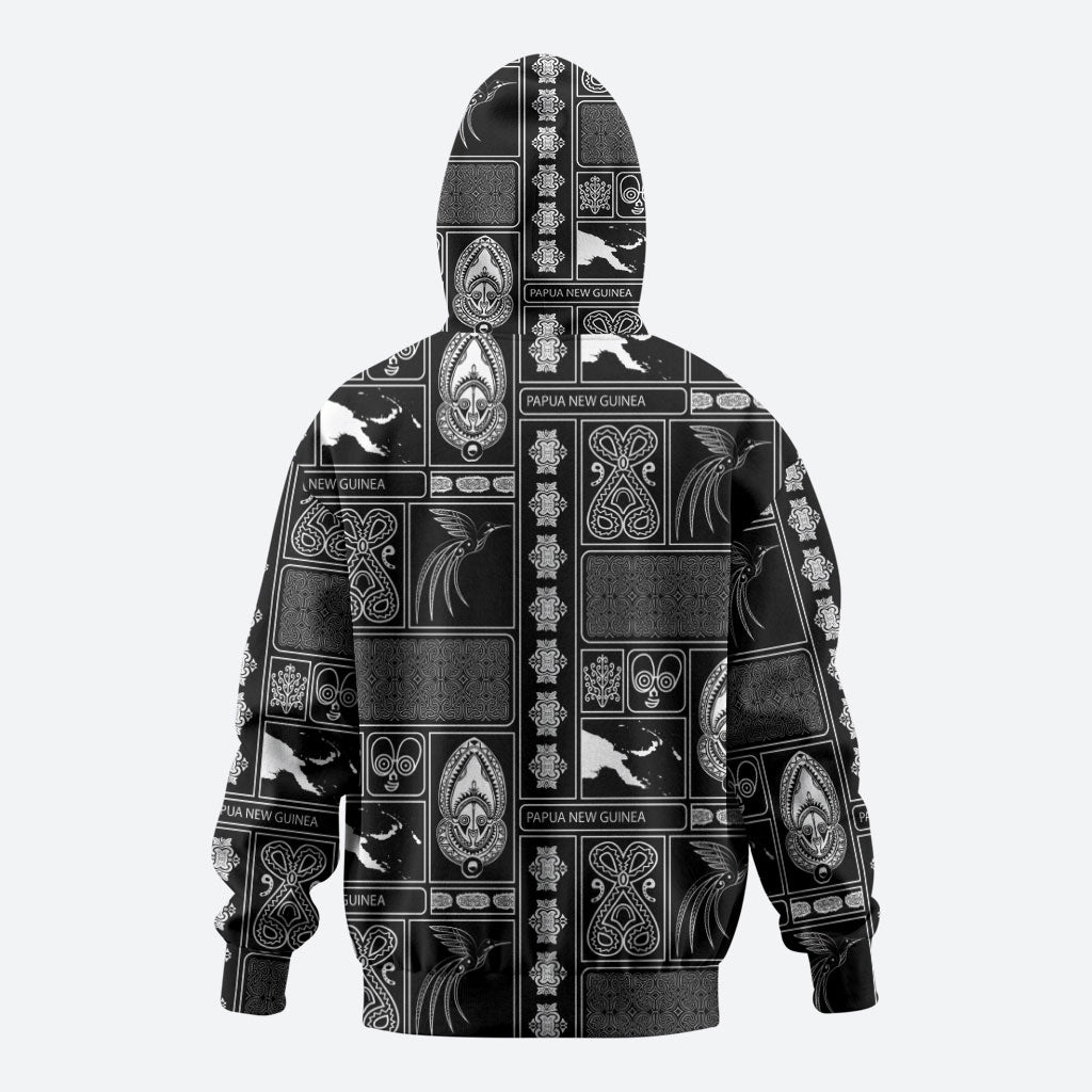 Papua New Guinea Heritage Motif Zip Hoodie Black Version LT05 - Polynesian Pride