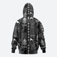 Papua New Guinea Heritage Motif Zip Hoodie Black Version LT05 - Polynesian Pride