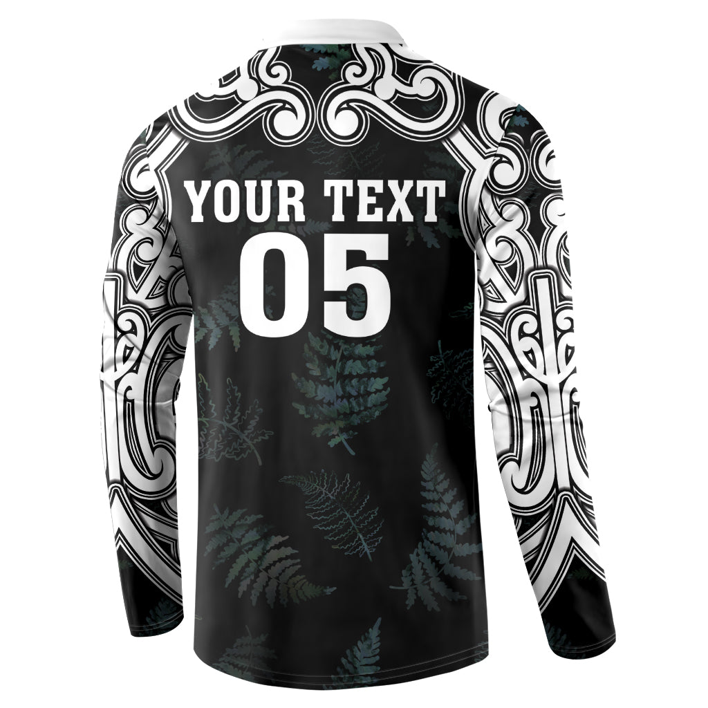 Custom New Zealand Fern Women Rugby Button Sweatshirt Maori Pattern