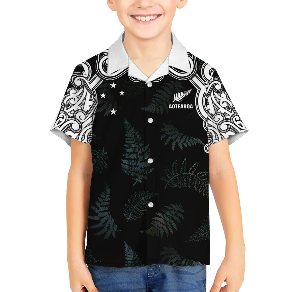 Custom New Zealand Fern Women Rugby Family Matching Off Shoulder Short Dress and Hawaiian Shirt Maori Pattern