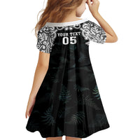 Custom New Zealand Fern Women Rugby Family Matching Short Sleeve Bodycon Dress and Hawaiian Shirt Maori Pattern LT05 - Polynesian Pride