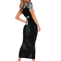 Custom New Zealand Fern Women Rugby Family Matching Short Sleeve Bodycon Dress and Hawaiian Shirt Maori Pattern LT05 - Polynesian Pride