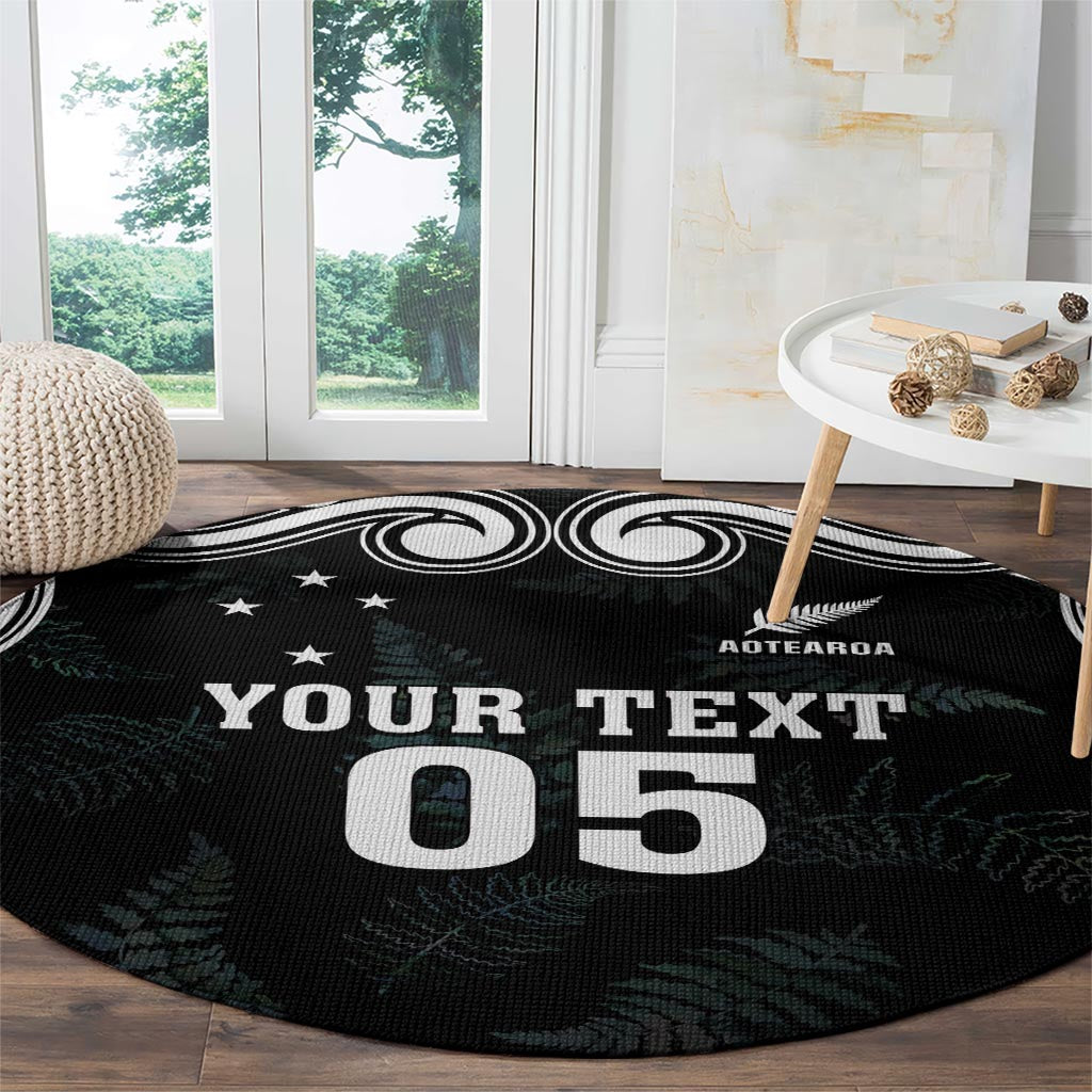 Custom New Zealand Fern Women Rugby Round Carpet Maori Pattern