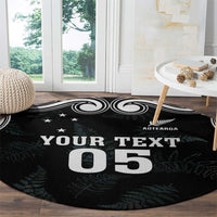 Custom New Zealand Fern Women Rugby Round Carpet Maori Pattern