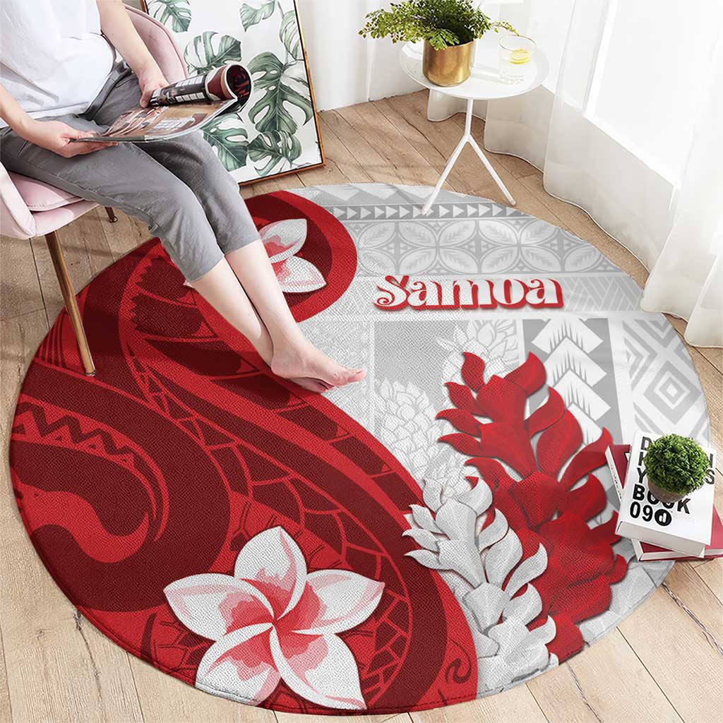 Samoa Teuila 2024 Round Carpet Samoan Siapo Pattern Red Version