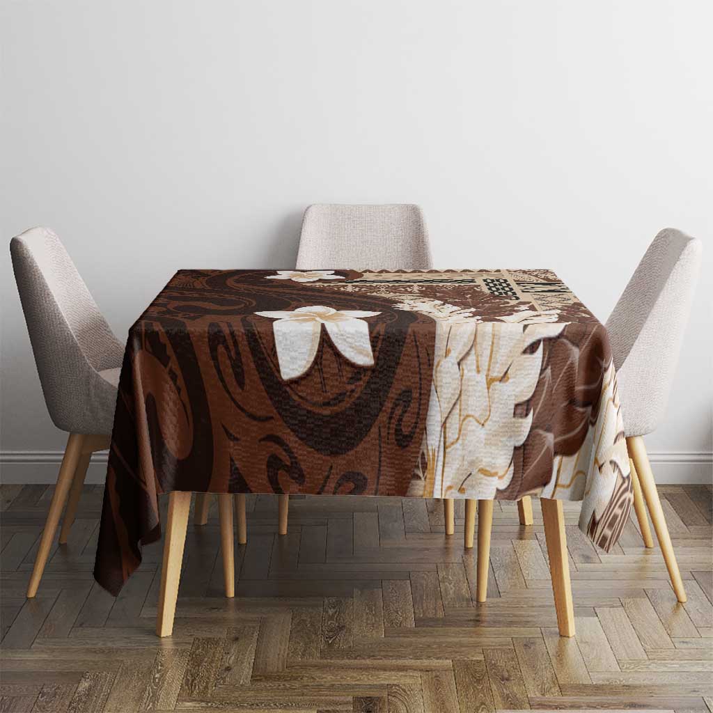 Samoa Teuila 2024 Tablecloth Samoan Siapo Pattern Brown Version