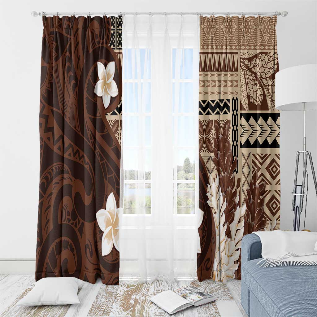 Samoa Teuila 2024 Window Curtain Samoan Siapo Pattern Brown Version