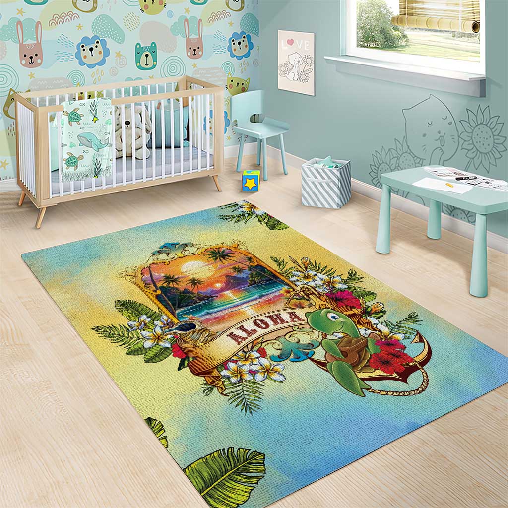 Aloha Hawaii Turtle Area Rug Retro Style - Polynesian Pride