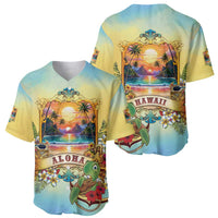 Aloha Hawaii Turtle Baseball Jersey Retro Style - Polynesian Pride