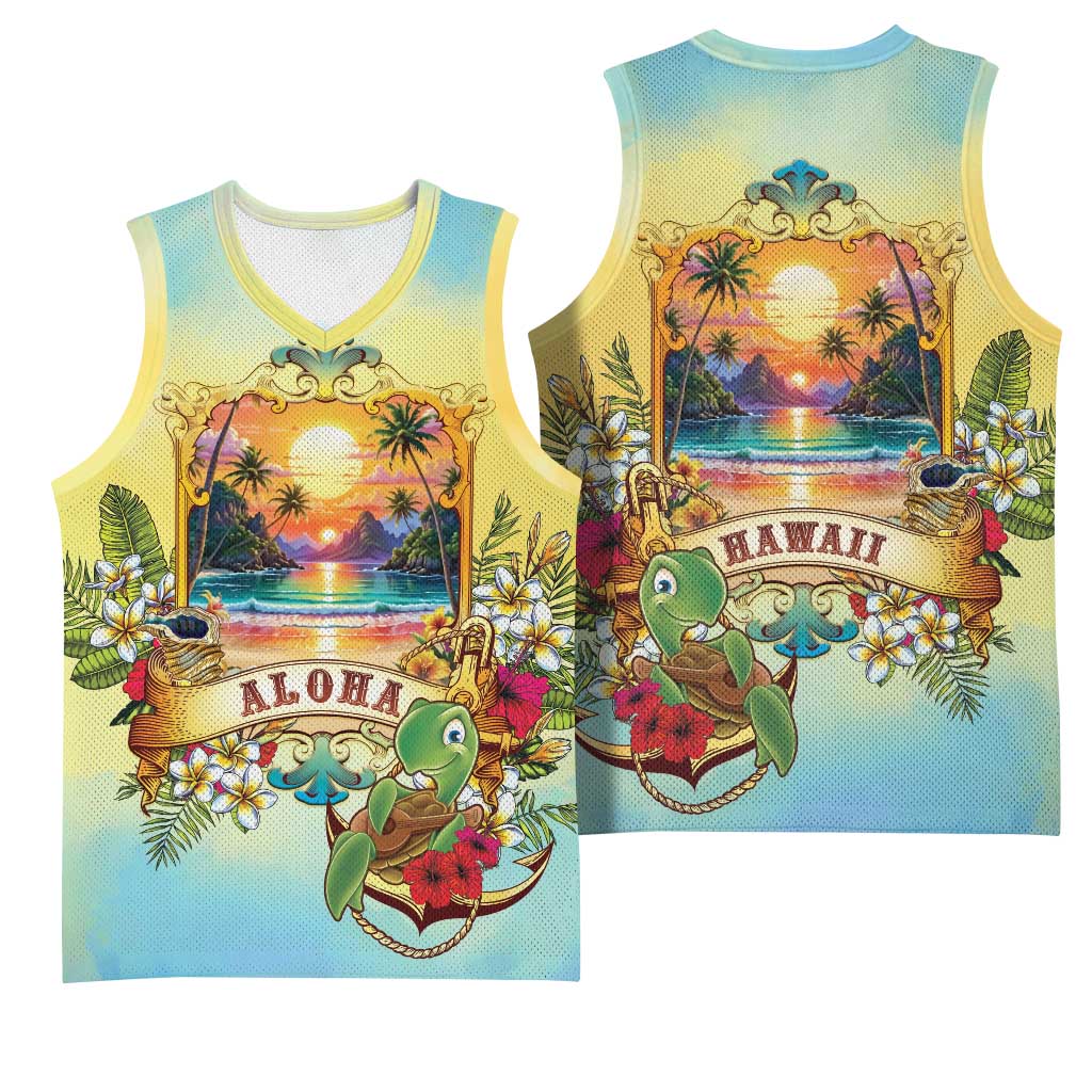 Aloha Hawaii Turtle Basketball Jersey Retro Style LT05 - Polynesian Pride