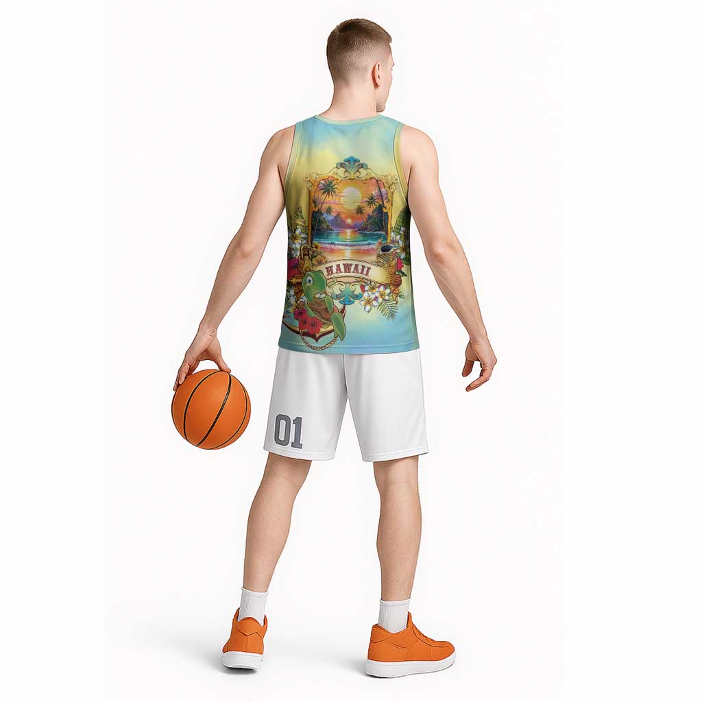Aloha Hawaii Turtle Basketball Jersey Retro Style LT05 - Polynesian Pride