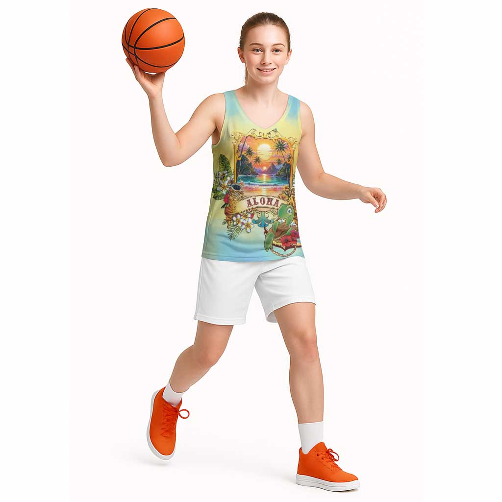 Aloha Hawaii Turtle Basketball Jersey Retro Style LT05 - Polynesian Pride
