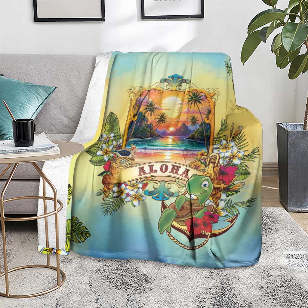 Aloha Hawaii Turtle Blanket Retro Style - Polynesian Pride