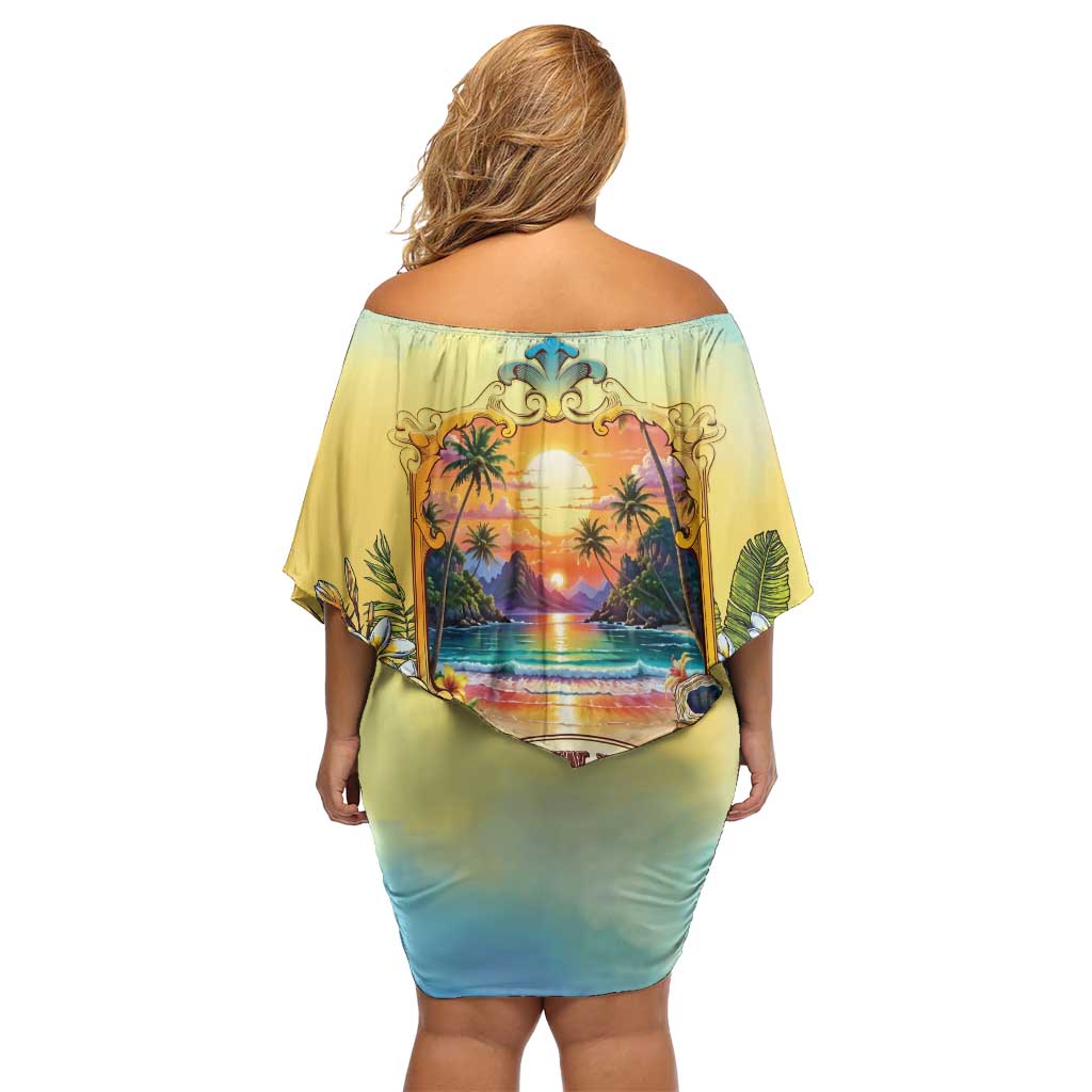 Aloha Hawaii Turtle Family Matching Off Shoulder Short Dress and Hawaiian Shirt Retro Style - Polynesian Pride