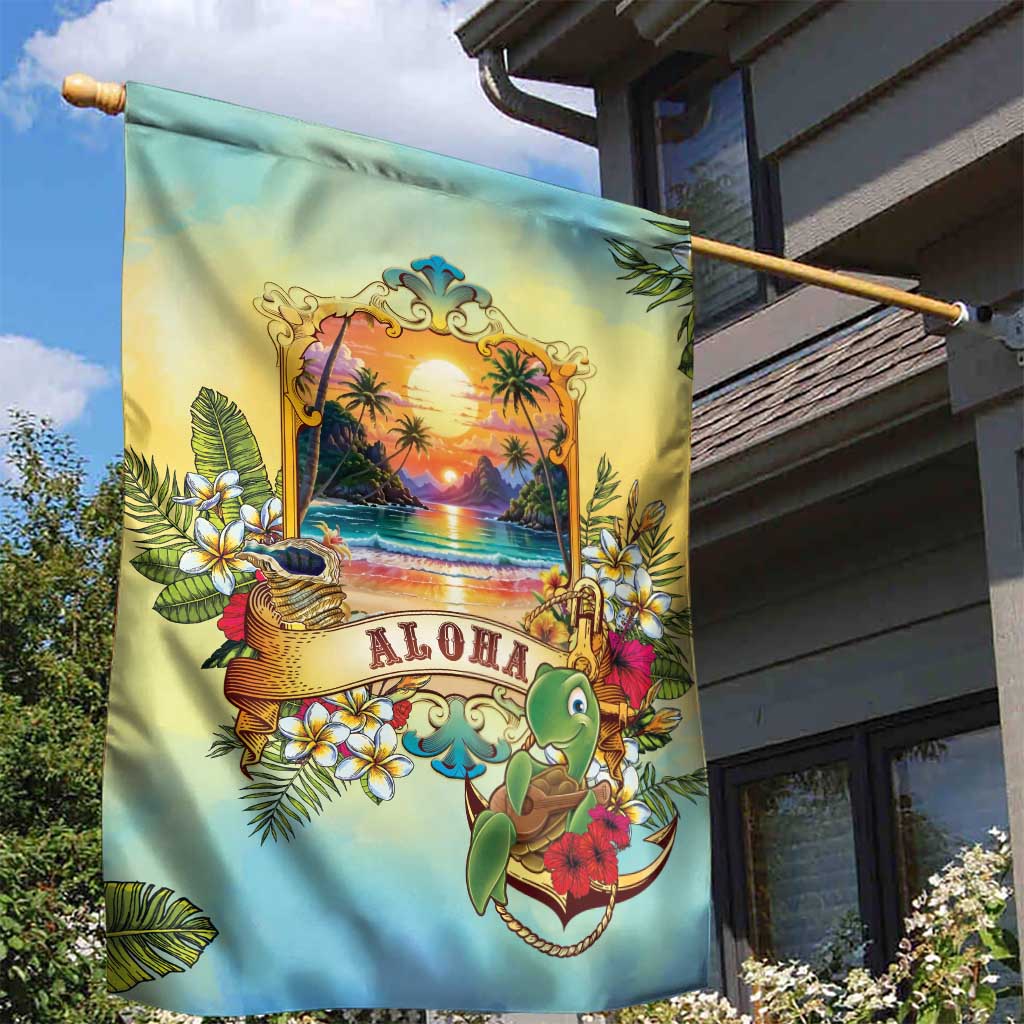 Aloha Hawaii Turtle Garden Flag Retro Style - Polynesian Pride