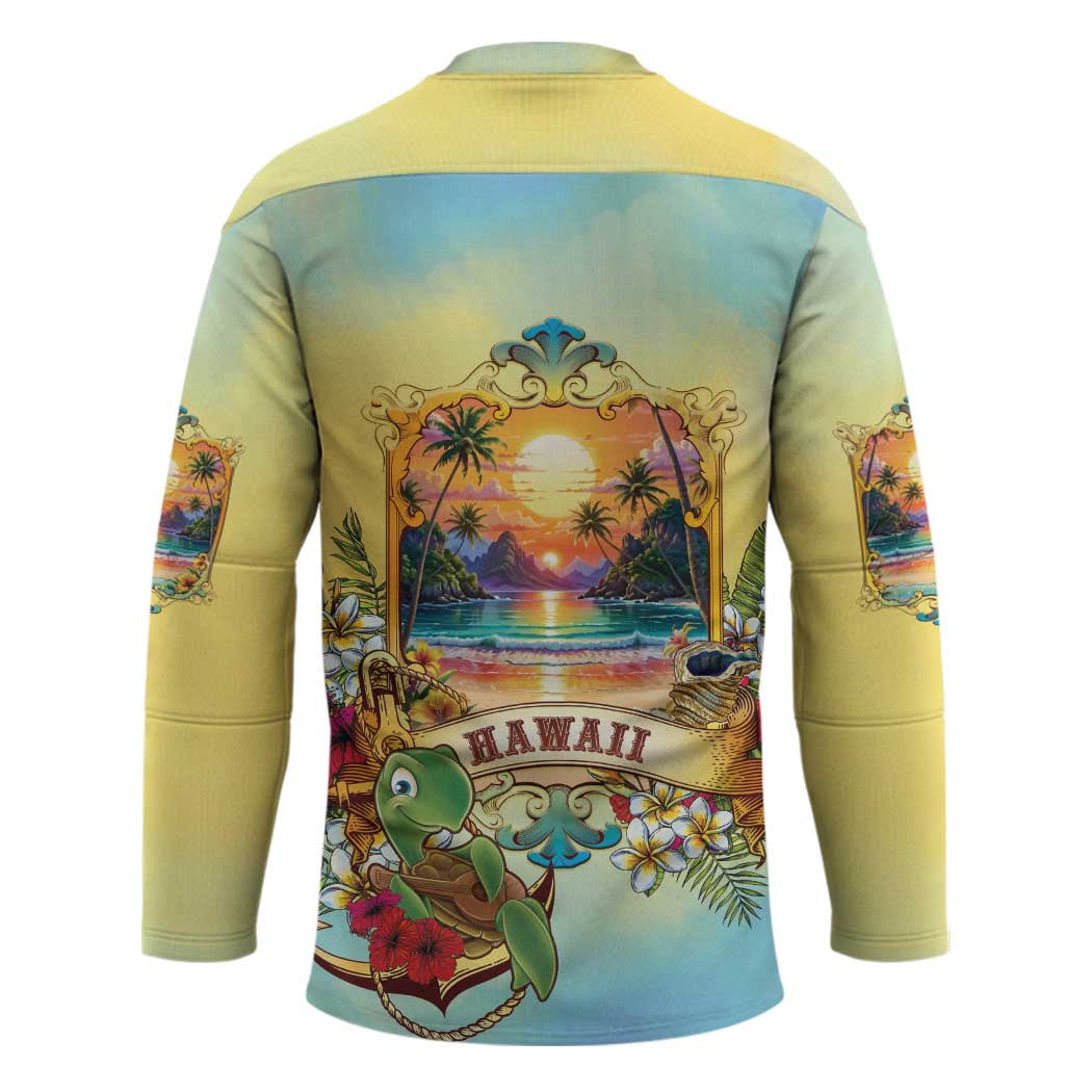 Aloha Hawaii Turtle Hockey Jersey Retro Style - Polynesian Pride