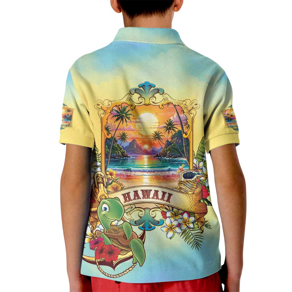 Aloha Hawaii Turtle Kid Polo Shirt Retro Style - Polynesian Pride