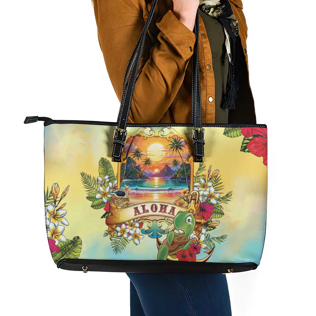 Aloha Hawaii Turtle Leather Tote Bag Retro Style - Polynesian Pride
