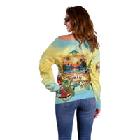 Aloha Hawaii Turtle Off Shoulder Sweater Retro Style - Polynesian Pride