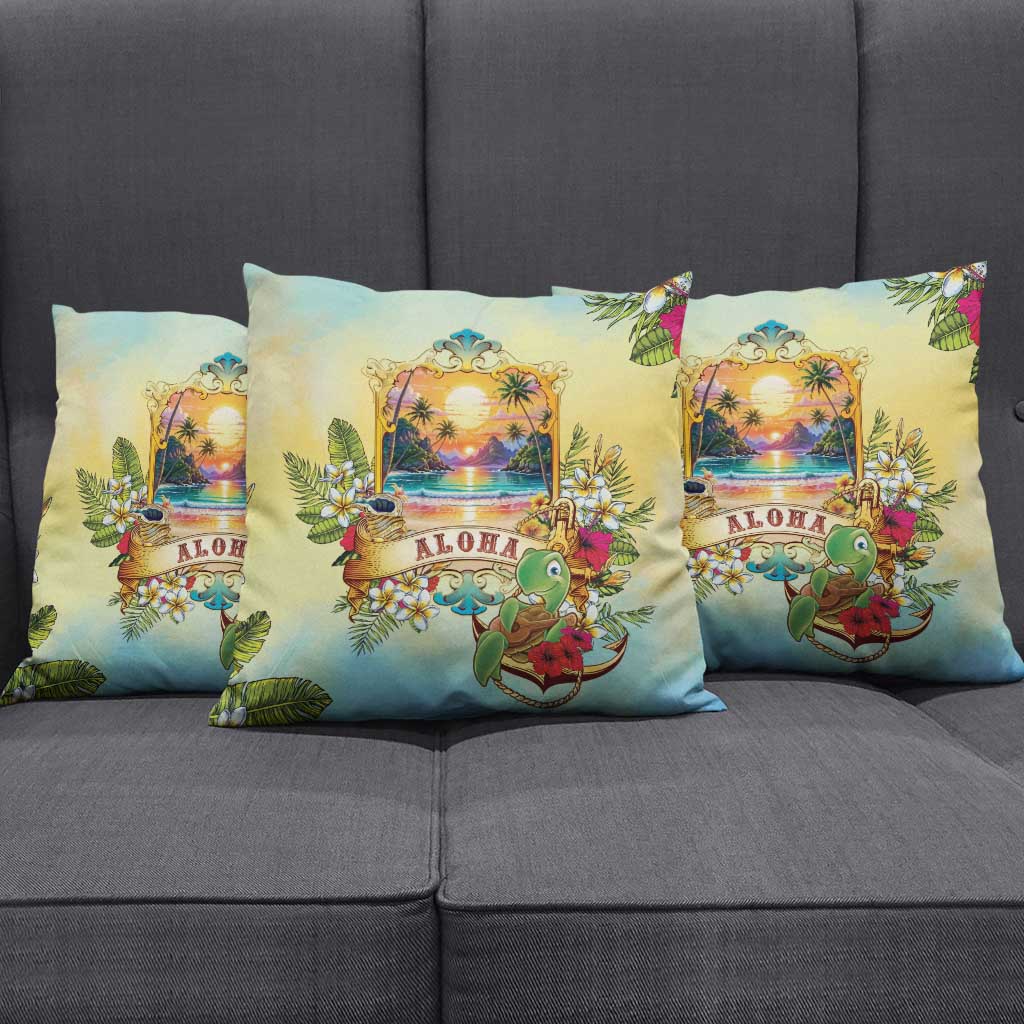 Aloha Hawaii Turtle Pillow Cover Retro Style - Polynesian Pride