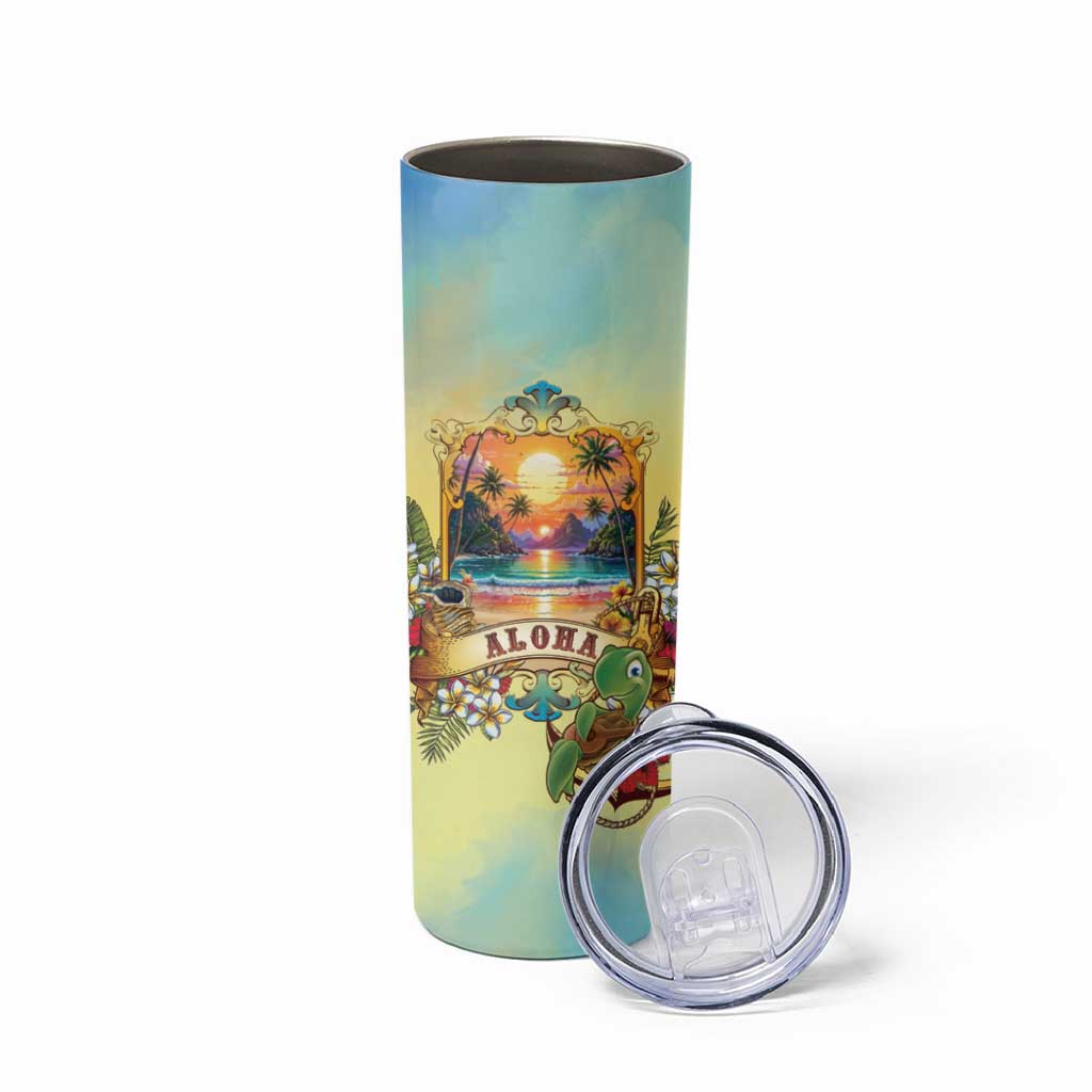 Aloha Hawaii Turtle Skinny Tumbler Retro Style - Polynesian Pride
