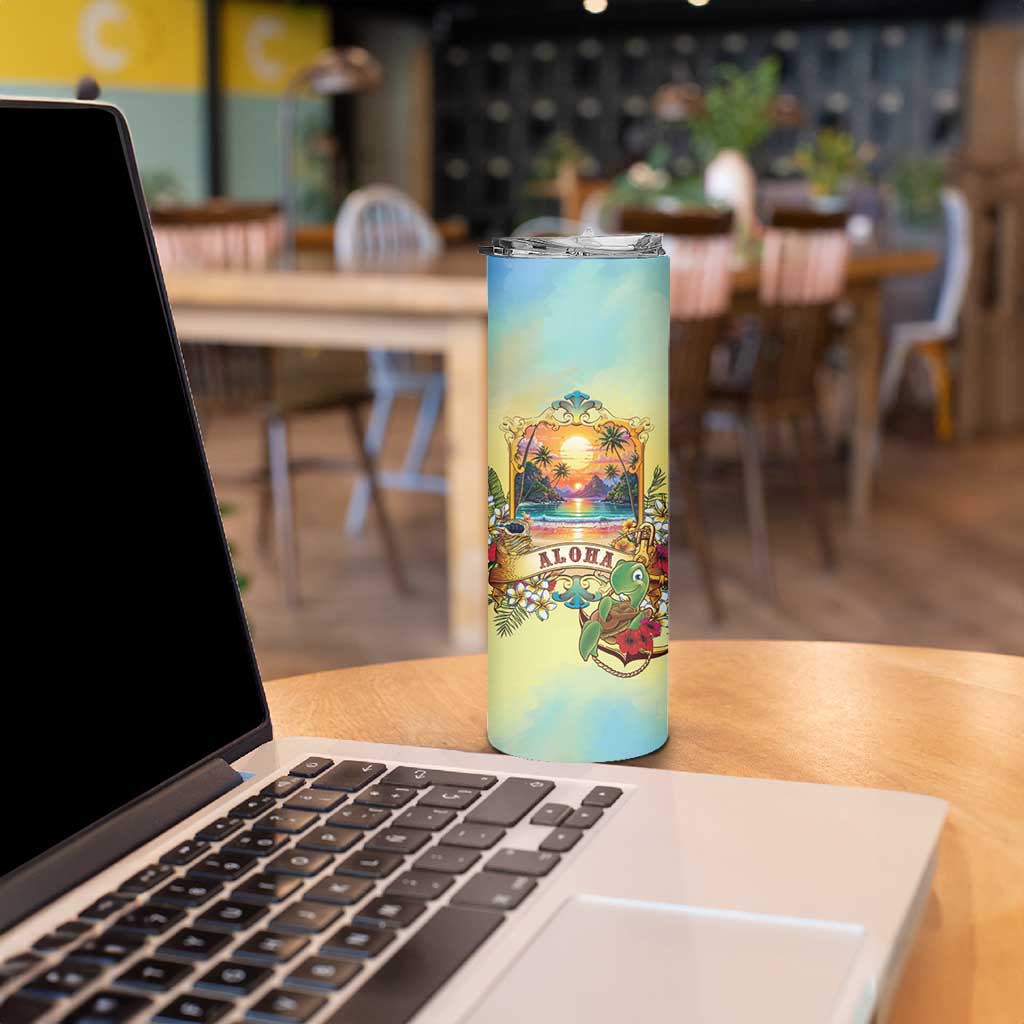 Aloha Hawaii Turtle Skinny Tumbler Retro Style - Polynesian Pride