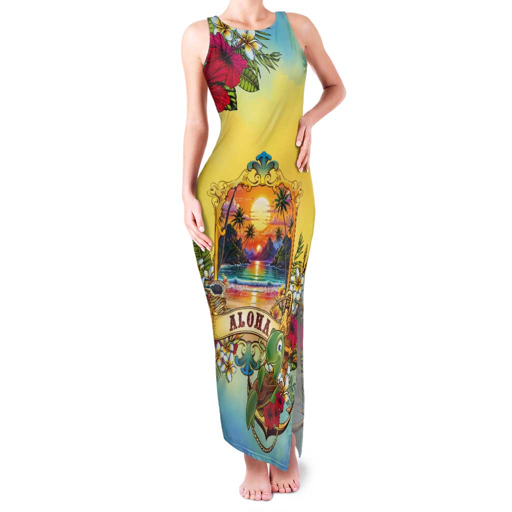 Aloha Hawaii Turtle Tank Maxi Dress Retro Style - Polynesian Pride