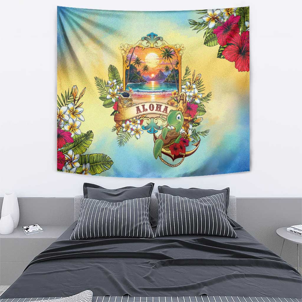 Aloha Hawaii Turtle Tapestry Retro Style - Polynesian Pride