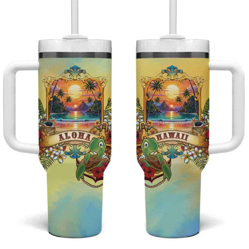 Aloha Hawaii Turtle Tumbler With Handle Retro Style - Polynesian Pride