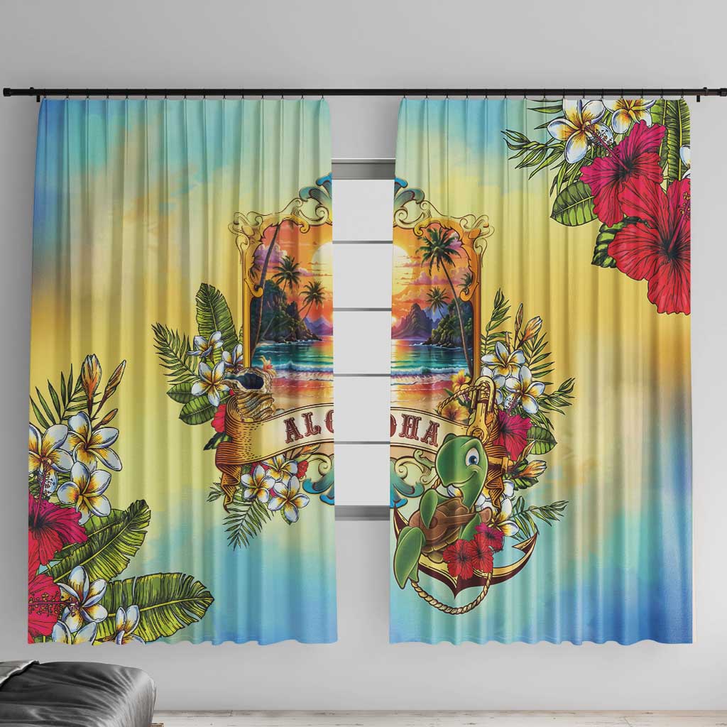 Aloha Hawaii Turtle Window Curtain Retro Style - Polynesian Pride