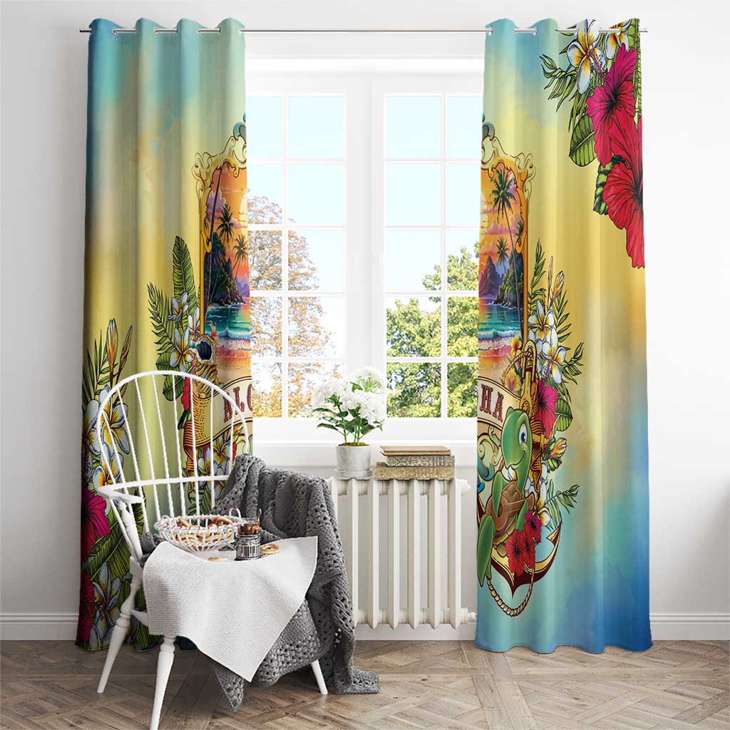 Aloha Hawaii Turtle Window Curtain Retro Style - Polynesian Pride