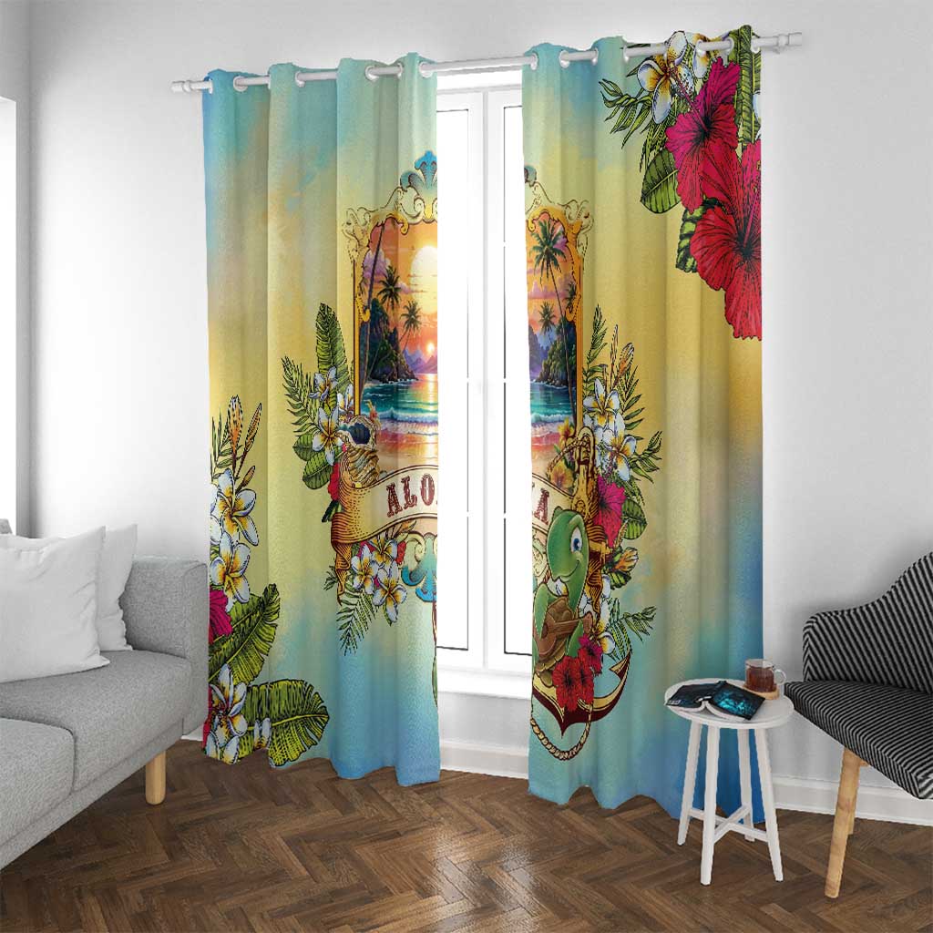 Aloha Hawaii Turtle Window Curtain Retro Style - Polynesian Pride