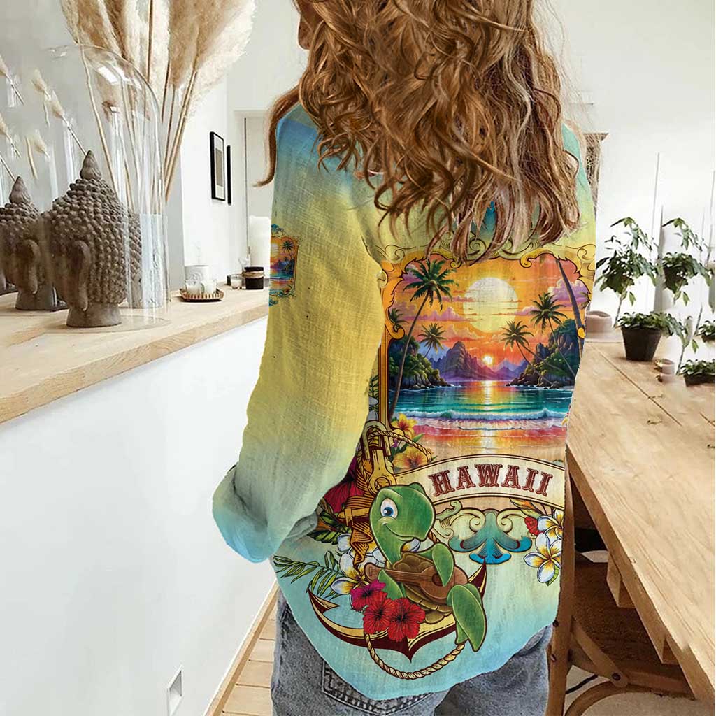Aloha Hawaii Turtle Women Casual Shirt Retro Style - Polynesian Pride