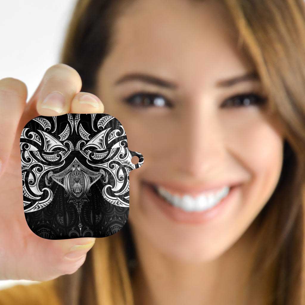 New Zealand Aotearoa AirPods Case Maori Manta Ray Moko Black - Polynesian Pride