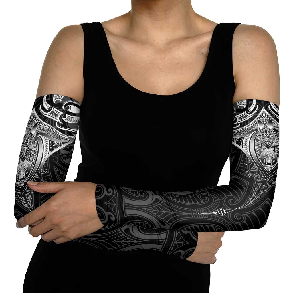 New Zealand Aotearoa Arm Sleeves Maori Manta Ray Moko Black - Polynesian Pride