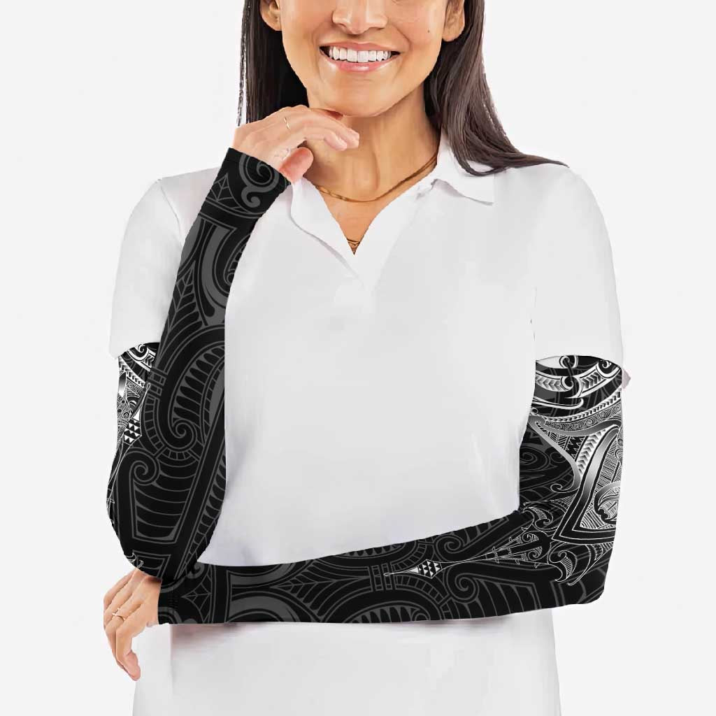 New Zealand Aotearoa Arm Sleeves Maori Manta Ray Moko Black - Polynesian Pride