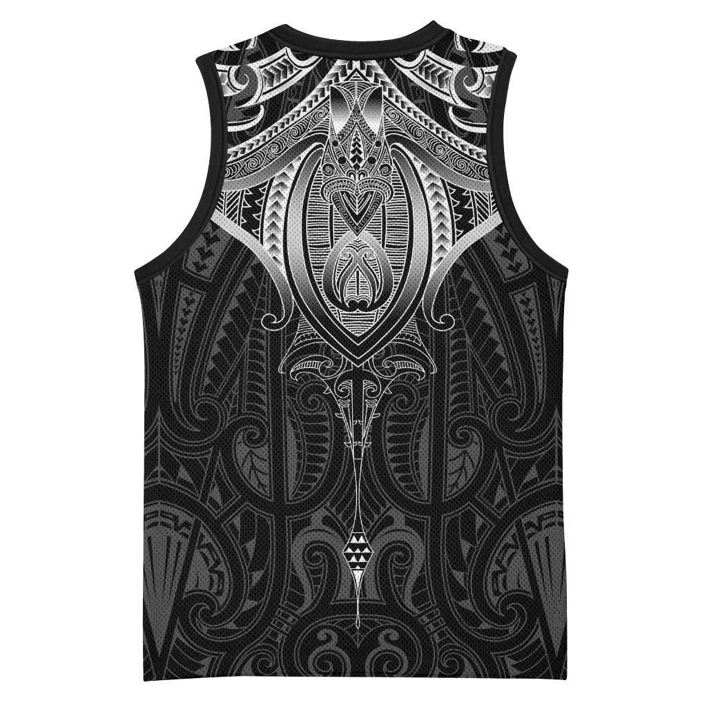 New Zealand Aotearoa Basketball Jersey Maori Manta Ray Moko Black - Polynesian Pride