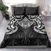 New Zealand Aotearoa Bedding Set Maori Manta Ray Moko Black - Polynesian Pride