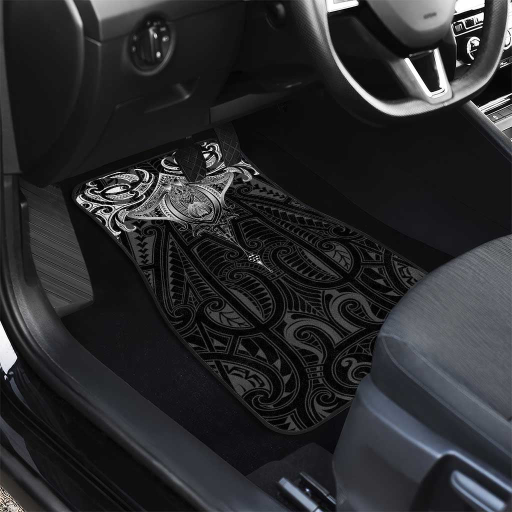 New Zealand Aotearoa Car Mats Maori Manta Ray Moko Black - Polynesian Pride
