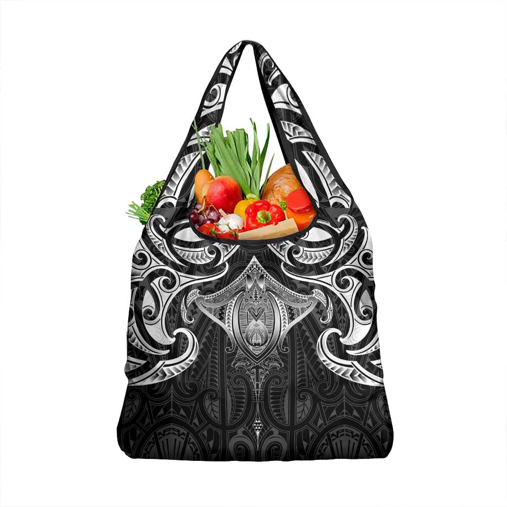 New Zealand Aotearoa Grocery Bag Maori Manta Ray Moko Black - Polynesian Pride