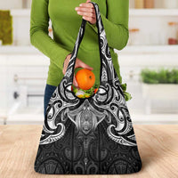 New Zealand Aotearoa Grocery Bag Maori Manta Ray Moko Black - Polynesian Pride