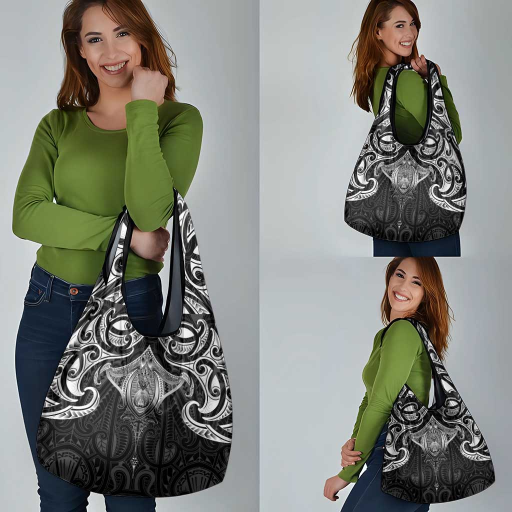New Zealand Aotearoa Grocery Bag Maori Manta Ray Moko Black - Polynesian Pride