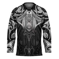 New Zealand Aotearoa Hockey Jersey Maori Manta Ray Moko Black - Polynesian Pride