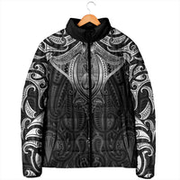 New Zealand Aotearoa Padded Jacket Maori Manta Ray Moko Black - Polynesian Pride