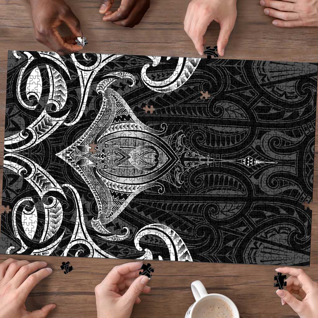 New Zealand Aotearoa Puzzle Maori Manta Ray Moko Black - Polynesian Pride