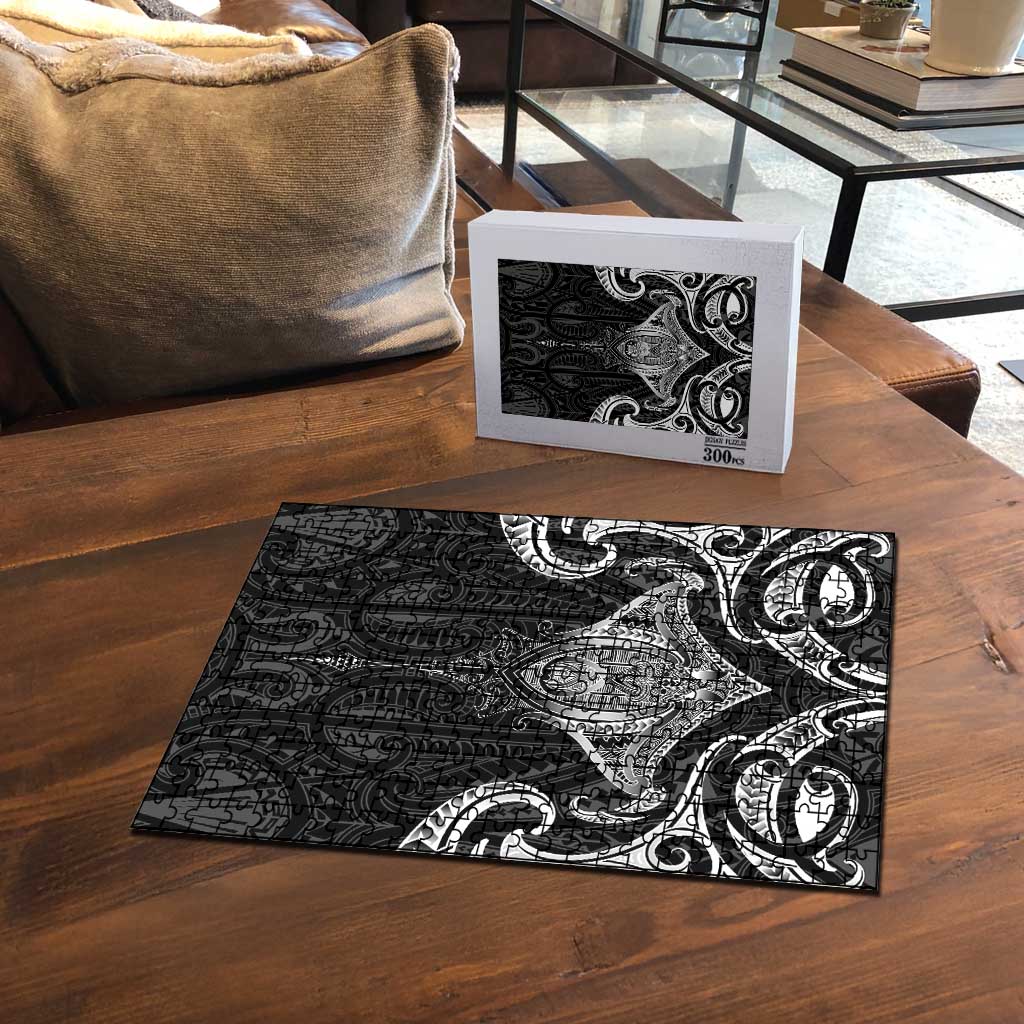 New Zealand Aotearoa Puzzle Maori Manta Ray Moko Black - Polynesian Pride