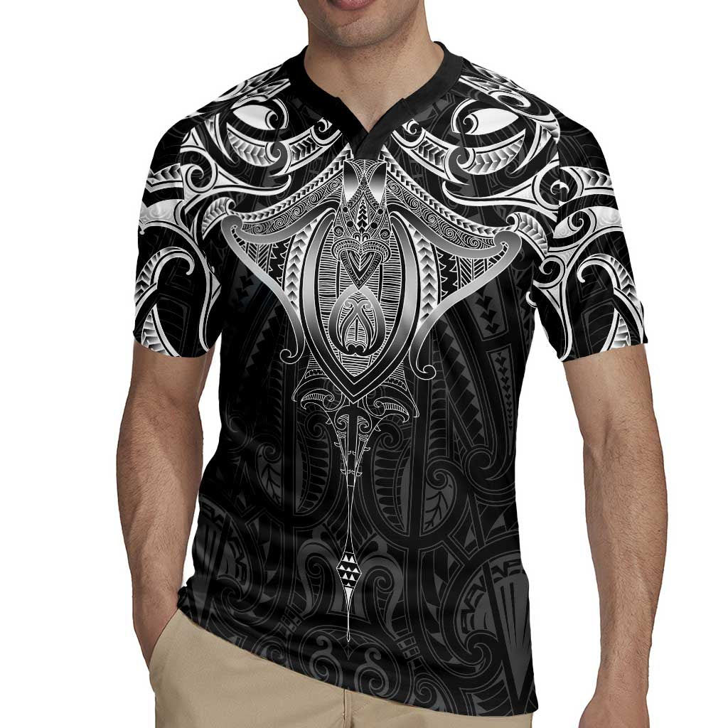 New Zealand Aotearoa Rugby Jersey Maori Manta Ray Moko Black - Polynesian Pride