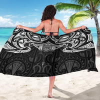 New Zealand Aotearoa Sarong Maori Manta Ray Moko Black - Polynesian Pride